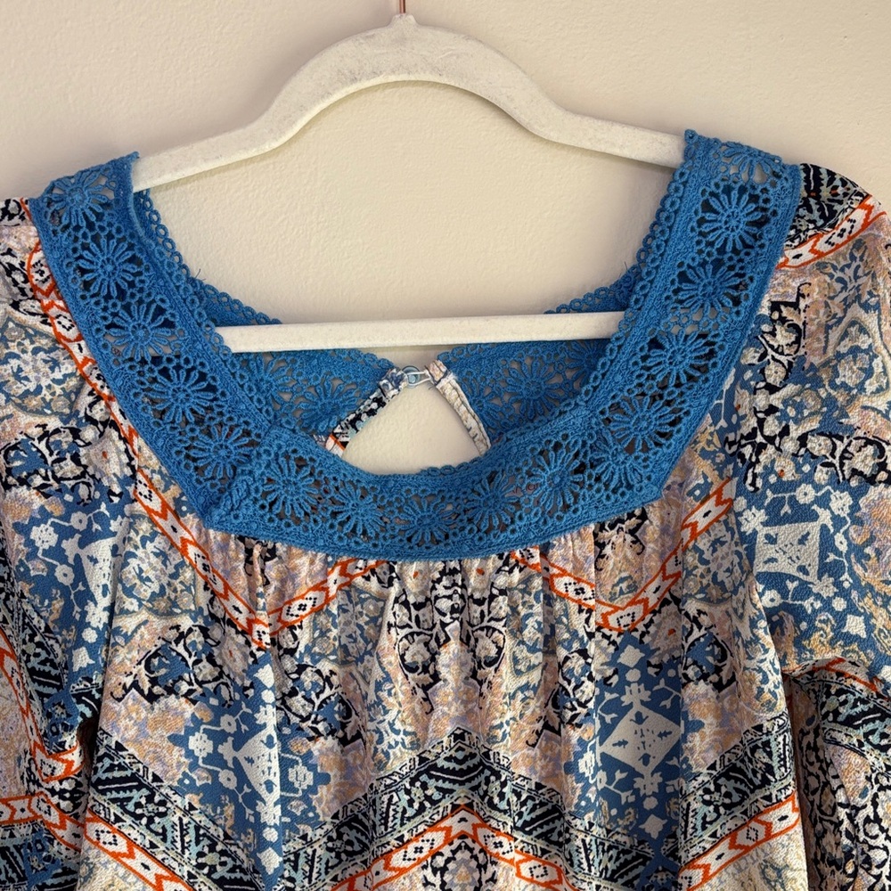 Xhilaration Blue and Orange Crochet Dress - Picture 3 of 4